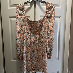 Cupshe Elodie Ditsy long sleeve floral smocked mini dress